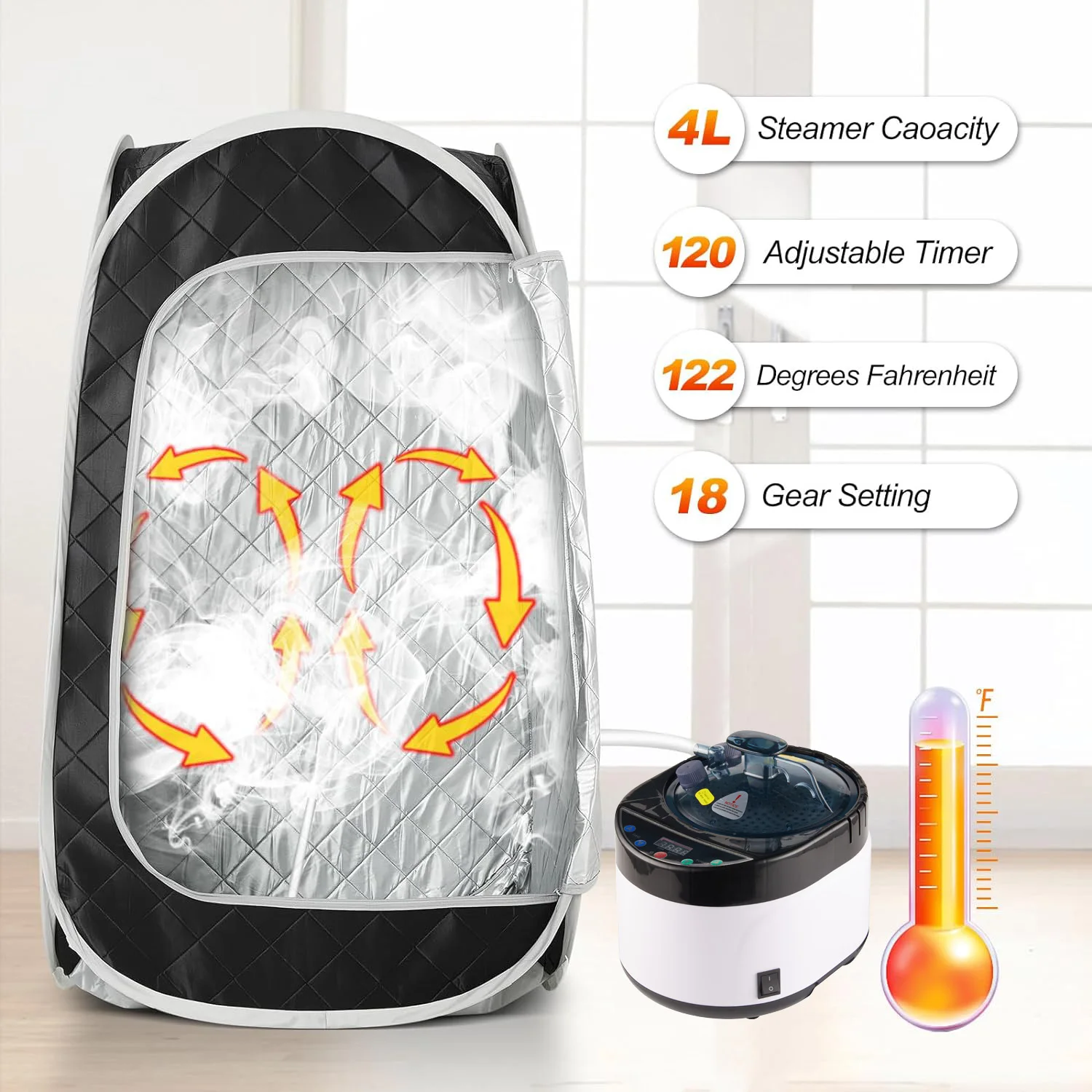 Portable Steam Sauna Personal Home Sauna Tent with 4L 1400W Steam Generator Remote Control & Foldable Chair Indoor Sauna Spa 2
