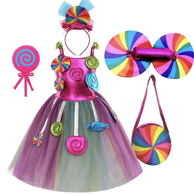 Fancy Carnival Lollipop Fairy Costume Girls Candy Tutu Dress Purim Princess  Lollipop Vestidos Kids Birthday Party Rainbow Frocks - AliExpress