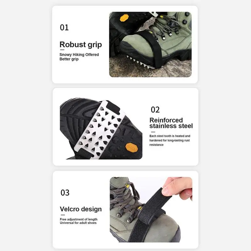 1Pair 26 Studs Anti-Slip Ice Grips Shoe Spikes Crampons For Snow And Ice Hiking Climbing Shoes Cover Spike Shoes ice gripper spike climbing crampons