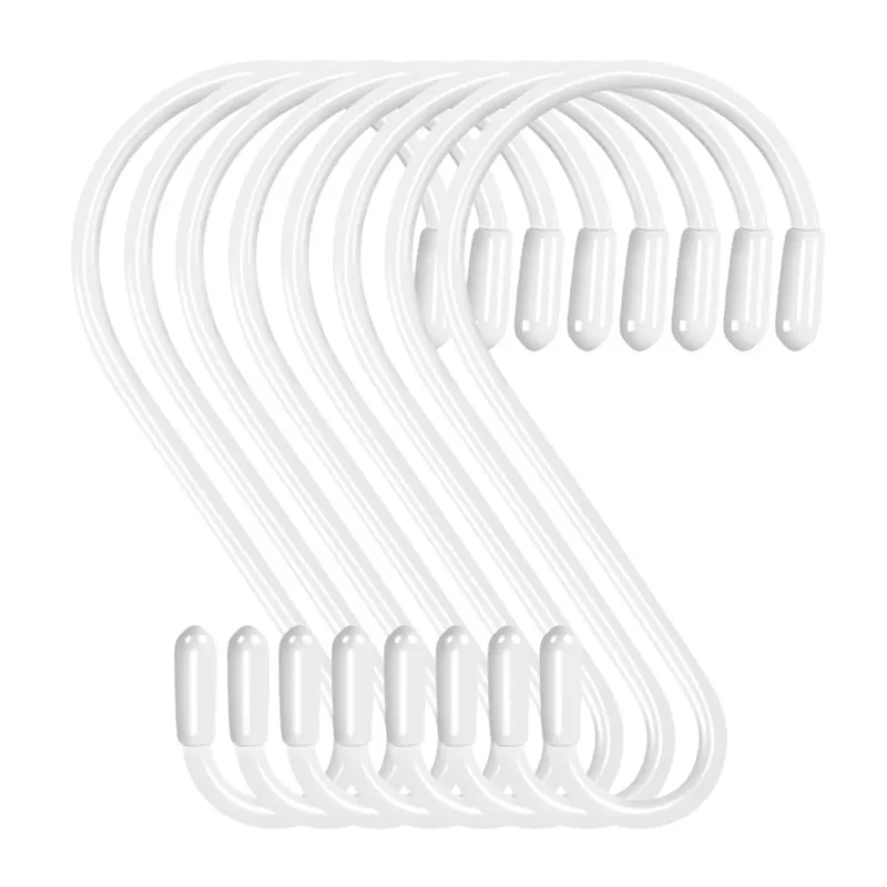 8 Pcs Black S Shape Hooks Hanger Home Bathroom Kitchen Accesories White Metal Hook Rack Hanging for Balcony Plant Shelf Tools 3