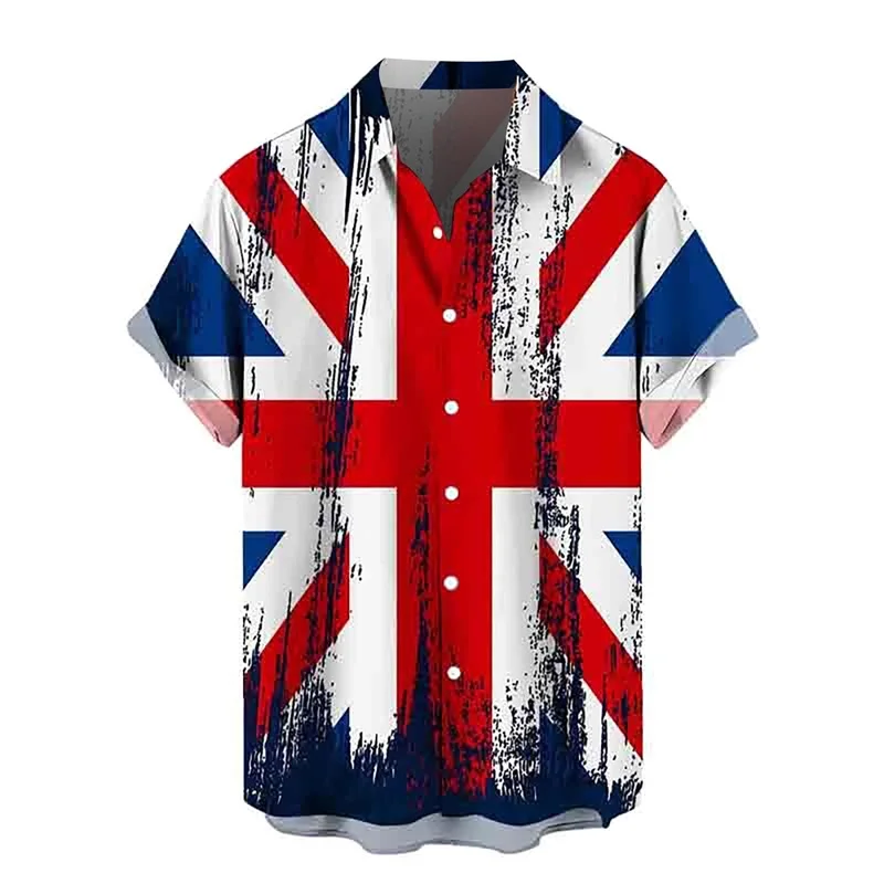 thumbnail image 1 of Camisetas con estampado de bandera del Día de la Independencia para hombre, camisetas con botones personalizadas con impresión digital 3D, camisetas de playa de manga corta de gran tamaño, 1 of 5
