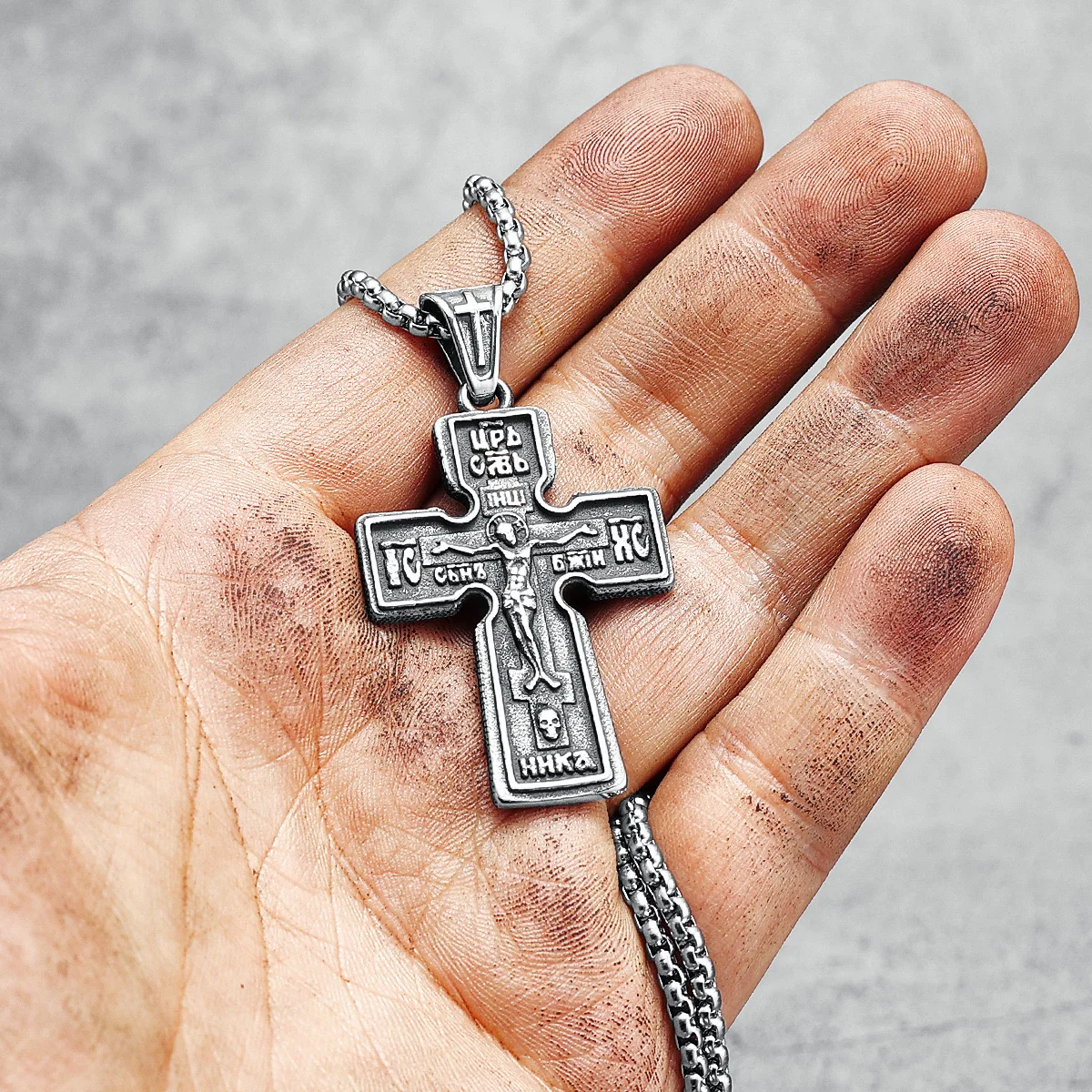 Collar De Cruz De Jesús Para Hombre, Plata De Ley 925