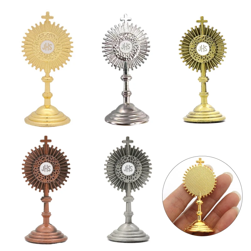 Catholic Christian Communion Statue Gold Jesus Hominum Salvator Home Office Table Decoration Cross Figurine Religion Gift christian statue