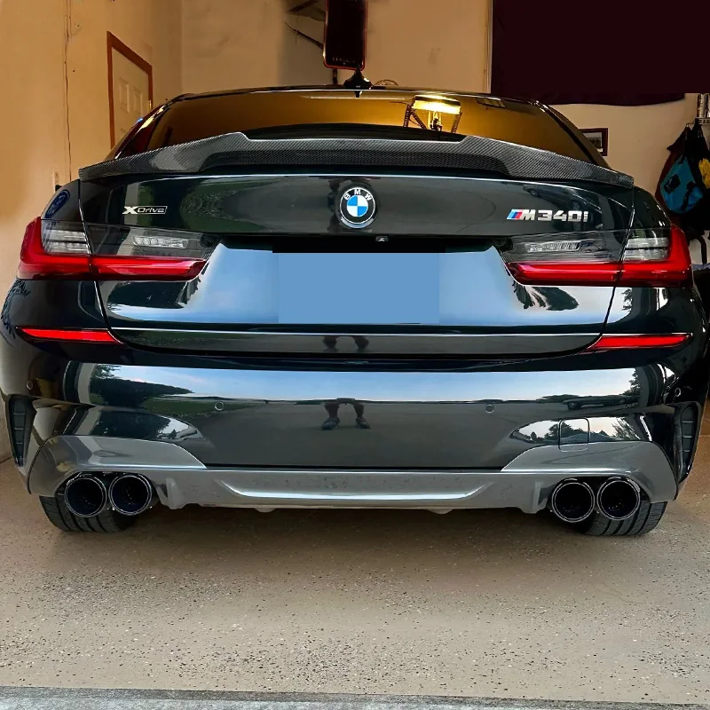 Car Exhaust Pipe Carbon Fiber Four Exhaust Tip For BMW M340i G20 G21-Muffler Tailpipe System