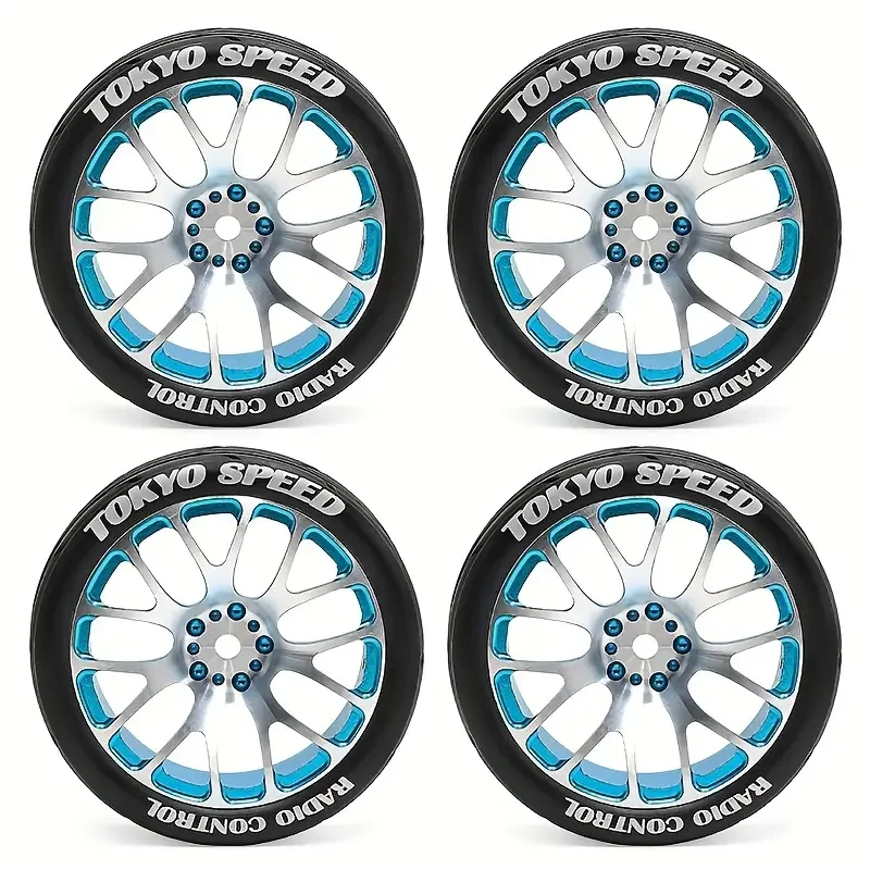 Pneumatici RC Rally Drift 1/10 65mm - 4 Pezzi Gomma Cerchi 12mm Hex