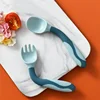 1 Pair Silicone Spoon for Baby Bendable Soft Fork Children Feeding Training Tableware Silicone Soft Fork Spoon Set Tableware 6