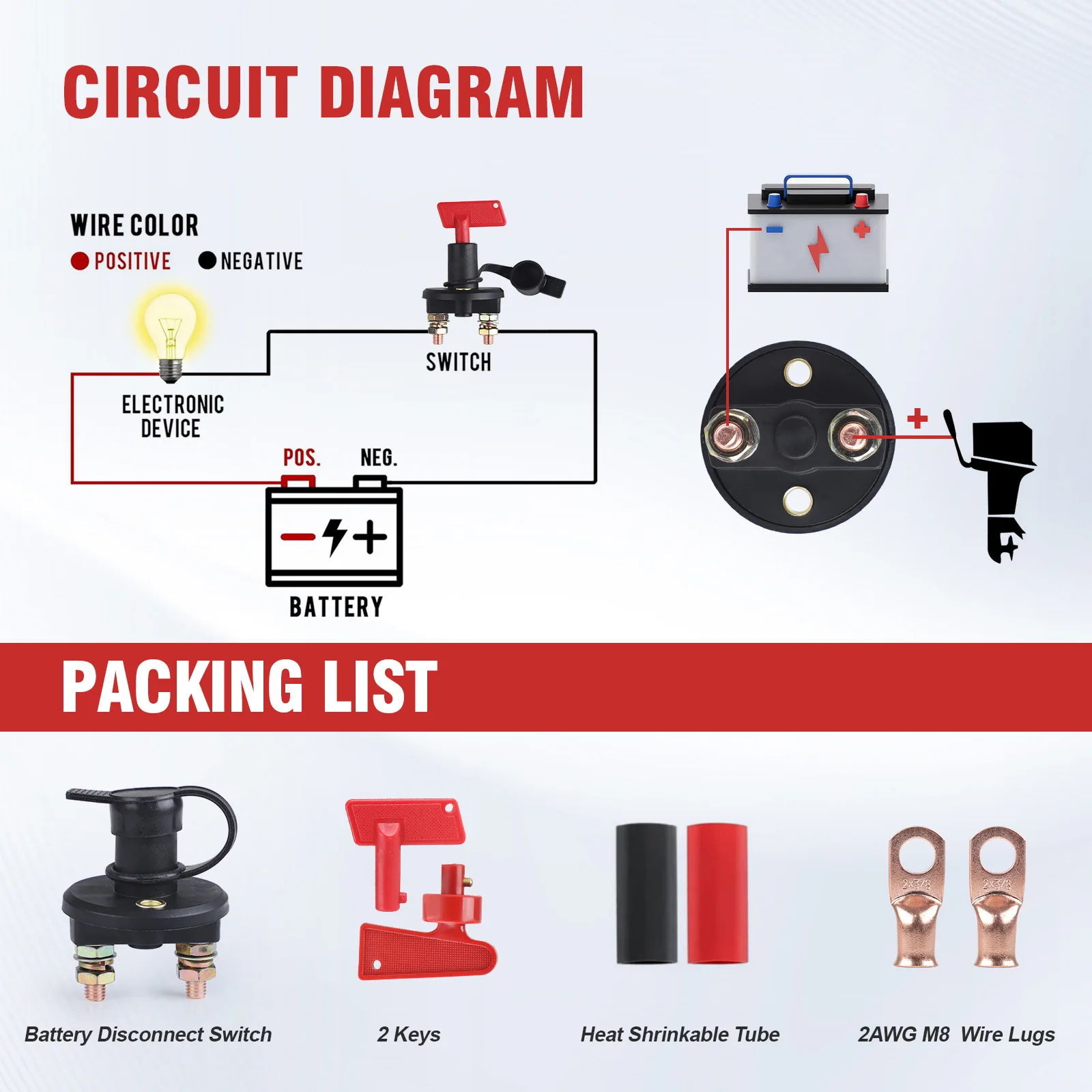 Sécurité électrique Voiture ZHITING Interrupteur De Batterie 12V 300A Avec Clés - Isolateur Principal Voiture Bateau Camion Porte Fusible 12v