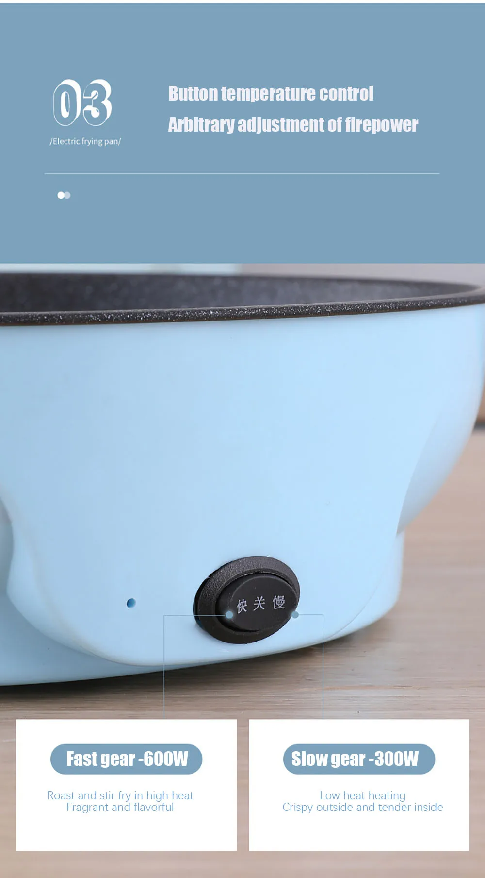 Description Picture 5 of itemMultifunction Electric Frying Pan Skillet Non-Sticky Grill Fry Baking Roast Pan Cooker Steak Barbecue Cooking Kitchen Tool 220V