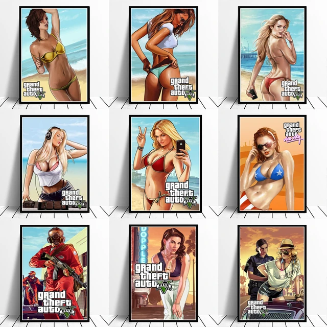 640px x 640px - GTAs 5 Wallpaper Grand Theft Auto V Video Game Sexy Girls Poster Prints  Wall Art Canvas Painting Picture Photo Room Home Decor - AliExpress