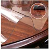 Round Tablecloth Transparent Soft PVC Waterproof Oilprpoof Living Room Dining Tables Kitchen Desk Protector Home Decor 1.0mm (11 4