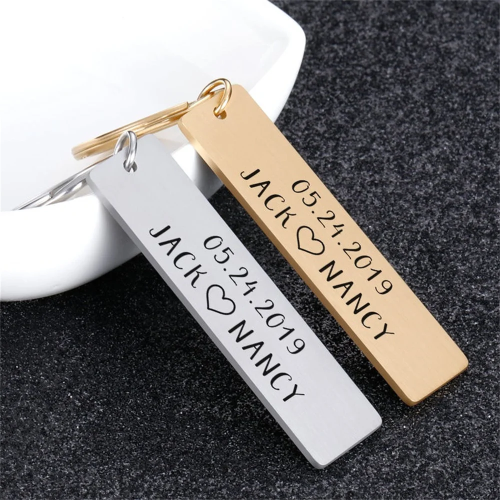 

Customized Name and Date Couples Keychain Romantic Lover Stainless Steel Keyring Girlfriend Boyfriend Anniversary Gifts