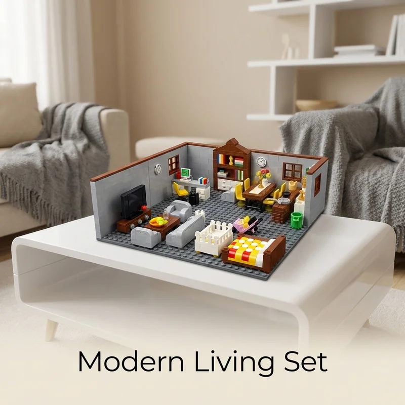 MOC City House Building Blocks Toys for Boys Girls DIY Blocks Living Kitchen Room Furniture Model Juguetes Bloques Kids Toys - 2