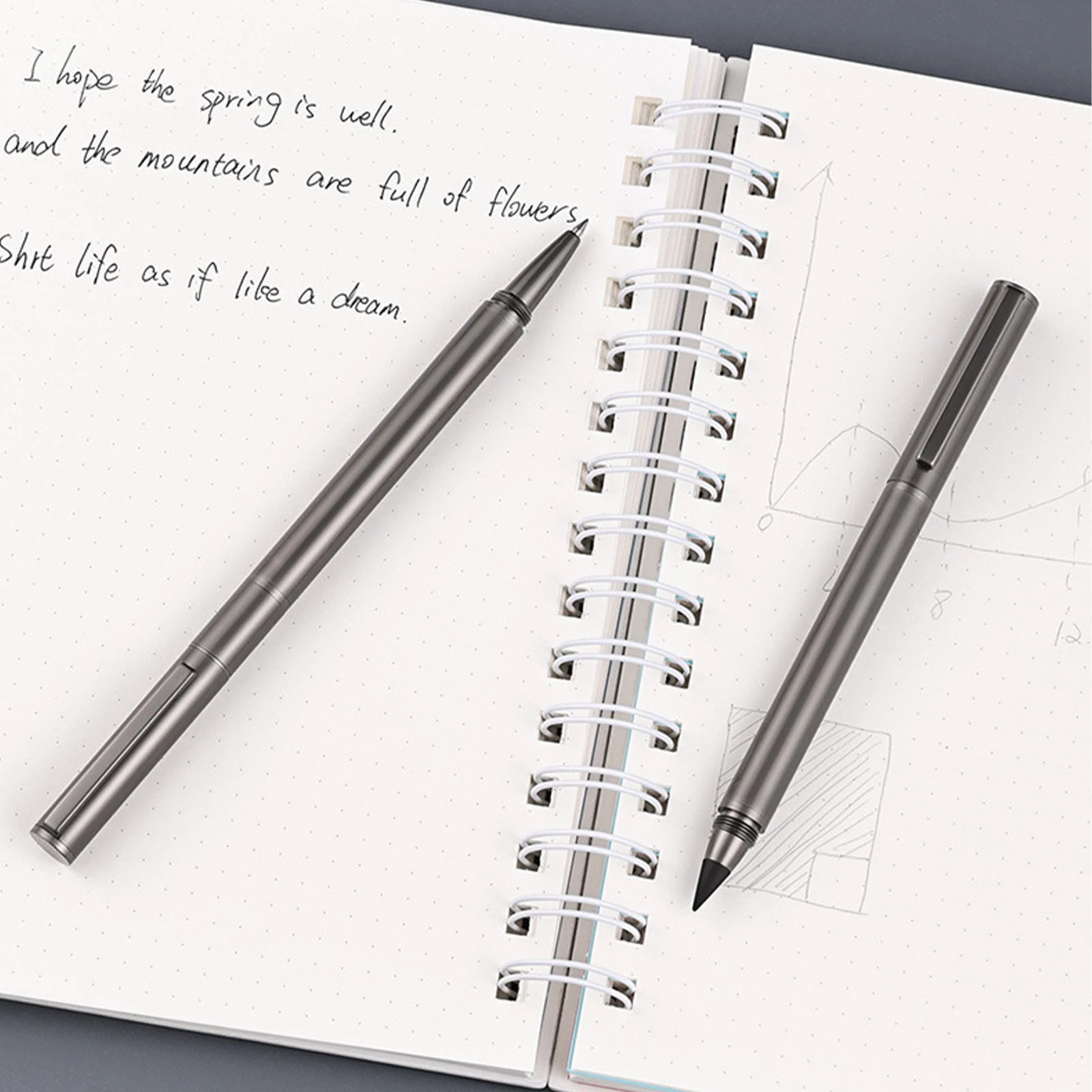Multifunction Pen 2 in 1 Gel pen + Pencil Portable Dual-Function Pen No Sharpening Pencil Study Office Business Writing Art Sketch Stationery Gift
