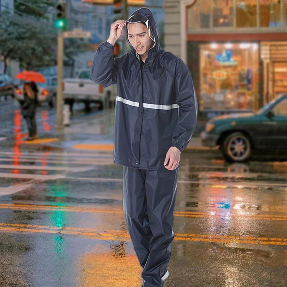 Raincoat and Rainpants Suit Waterproof Full Body Rainstorm Prevention Riding Reflective Split Raincoat for Motorcyclist Rider