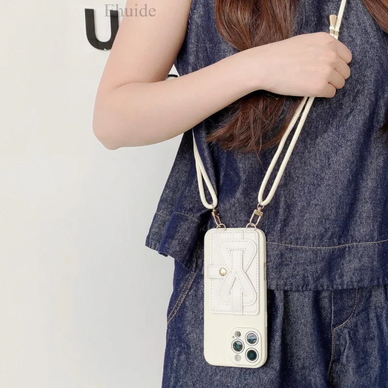 Love Bag Crossbody Lanyard PU Leather Wallet Case with Card Strap