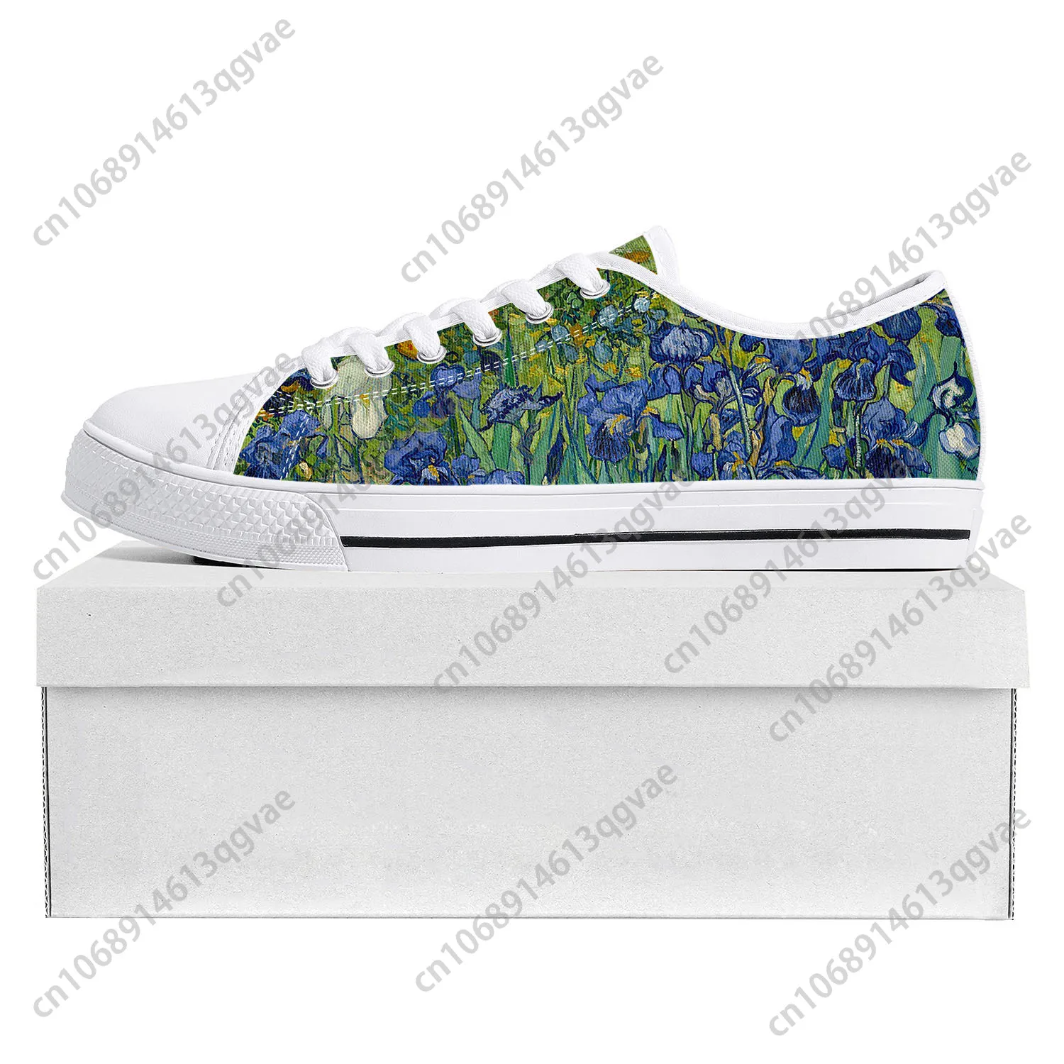 Van Gogh Oil Painting Iris Flower Low Top High Quality Sports Shoes Men Ladies Teenagers Canvas Shoes Couple Custom Shoes