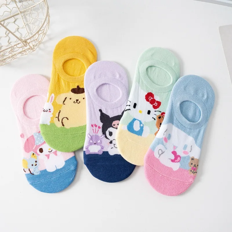 

Милые дневные носки, милые Мультяшные носки My Melody Cinnamoroll для девочек, невидимые студенческие рождественские носки, подарки для друзей