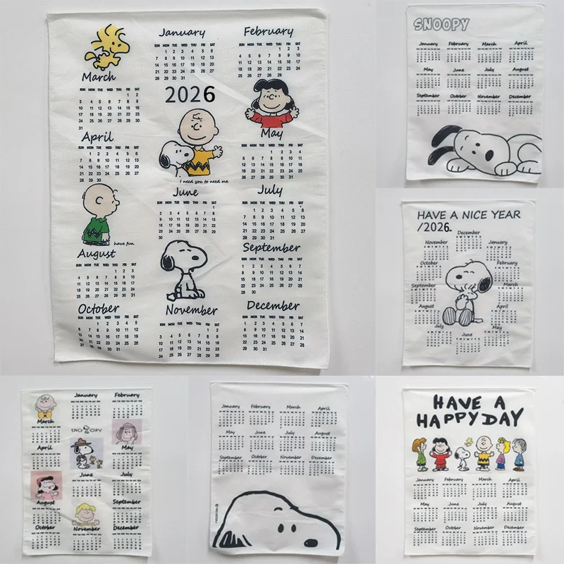 2026 スヌーピーカレンダー壁掛け布タペストリー背景布漫画かわいい