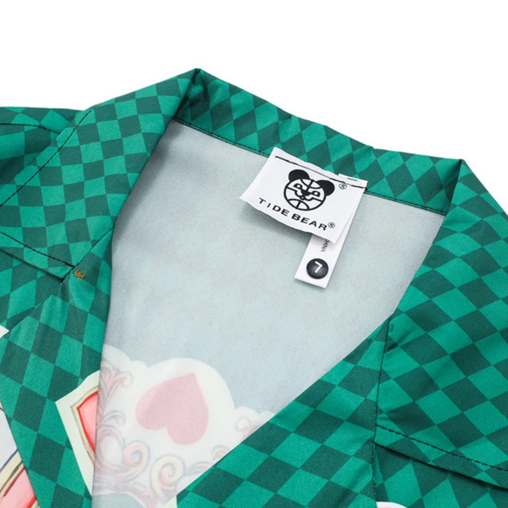 Men's Summer Shirt Suit Digital Personality Poker Printing Retro Court Style Casual Simple Shorts Loose All-match Short-sleeved