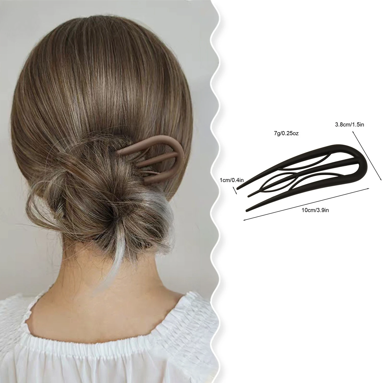 Bastoncino per capelli alla moda con doppia punta - Elegante forcina per capelli in plastica per PC per chignon, tenuta sicura, di grandi dimensioni - immagine 4