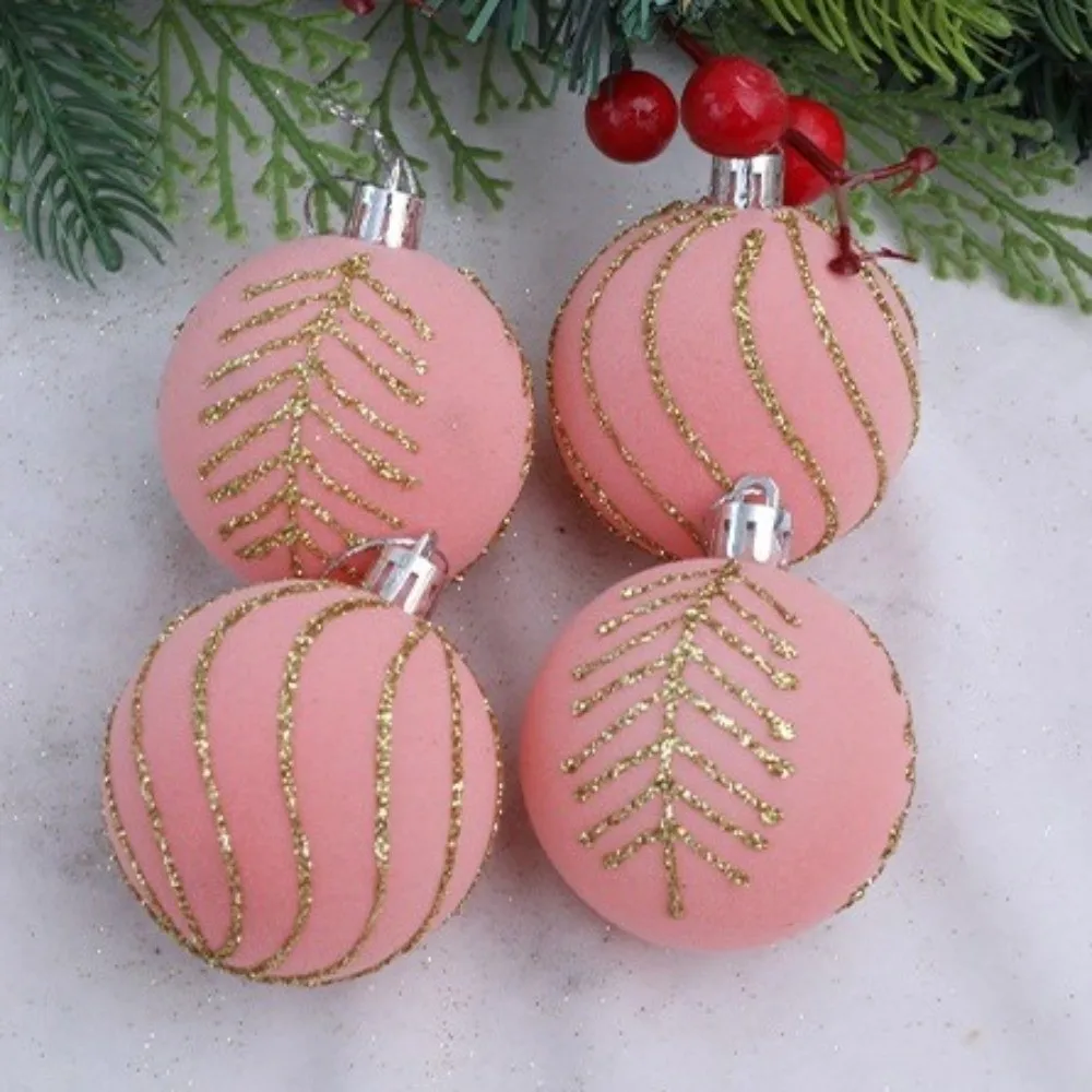 Description Picture 6 of item6cm Christmas Balls Set DIY Crafts Shatterproof Christmas Hanging Balls Flocking Christmas Spheres Pendant Merry Christmas Decor