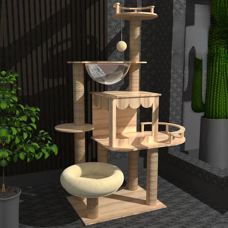 

Large Wooden Cat Climbing Frame, Cat Nest Pet Tree, One Small Household Muppet Pet Shelf, Japanese Wall Interior Decoration