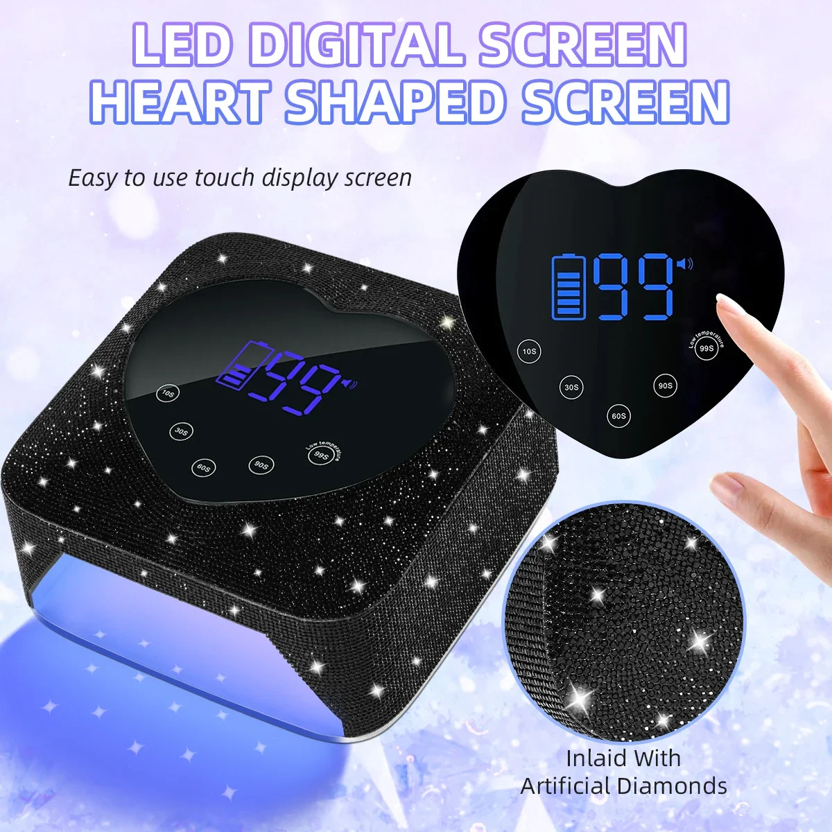UV LED Nail Lamp Nail Art Lamp with Diamonds Cordless UV Cabin for Nails Manicure Lamp with 5 Timer Settings Nail Light Tools 5