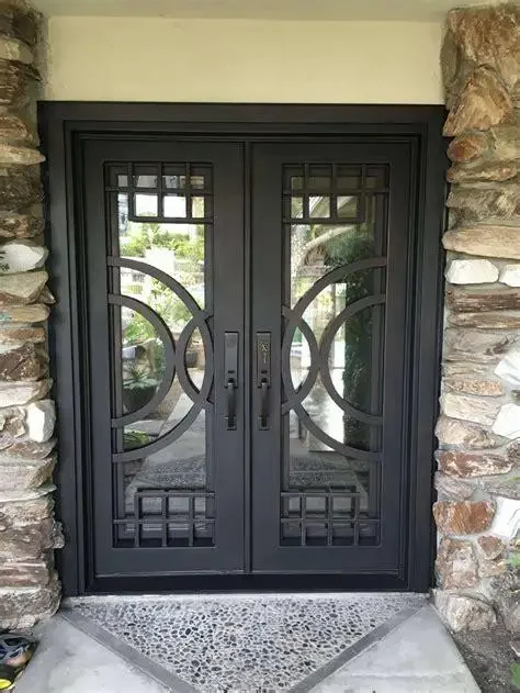 Factory Supply Cast Wrought Iron Exterior Door Iron Window And Door Grills Entry Iron Door 6