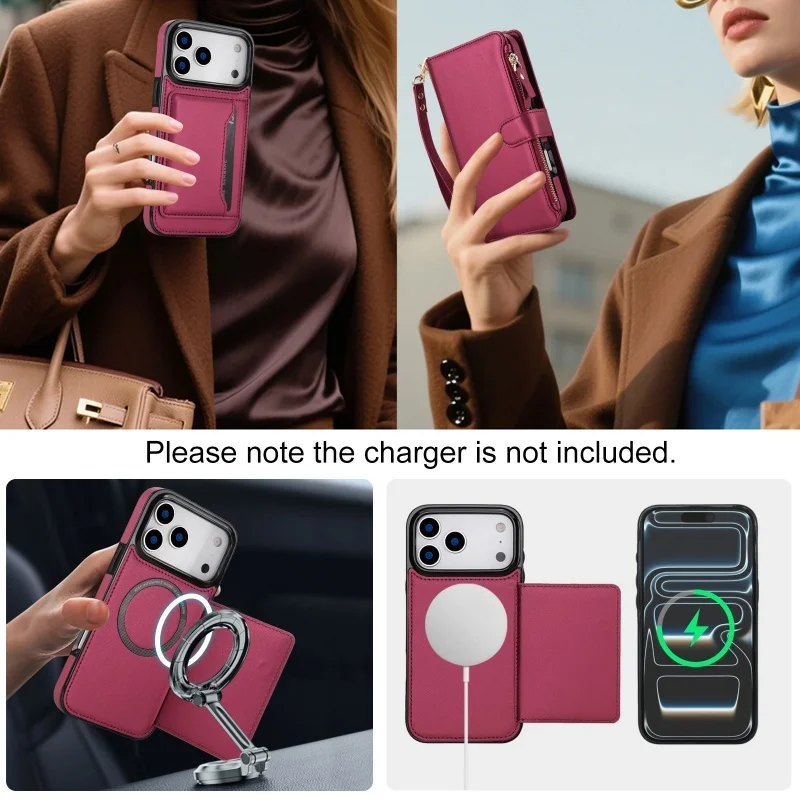 Sleek Crossbody Leather Wallet Phone Case & Zipper Card Holder Bag