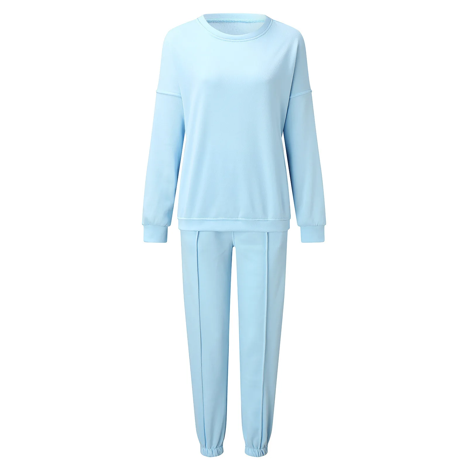 Europe and America 2023 Autumn and Winter New Women's Loose Sports Casual Sweater Set Two Piece Set