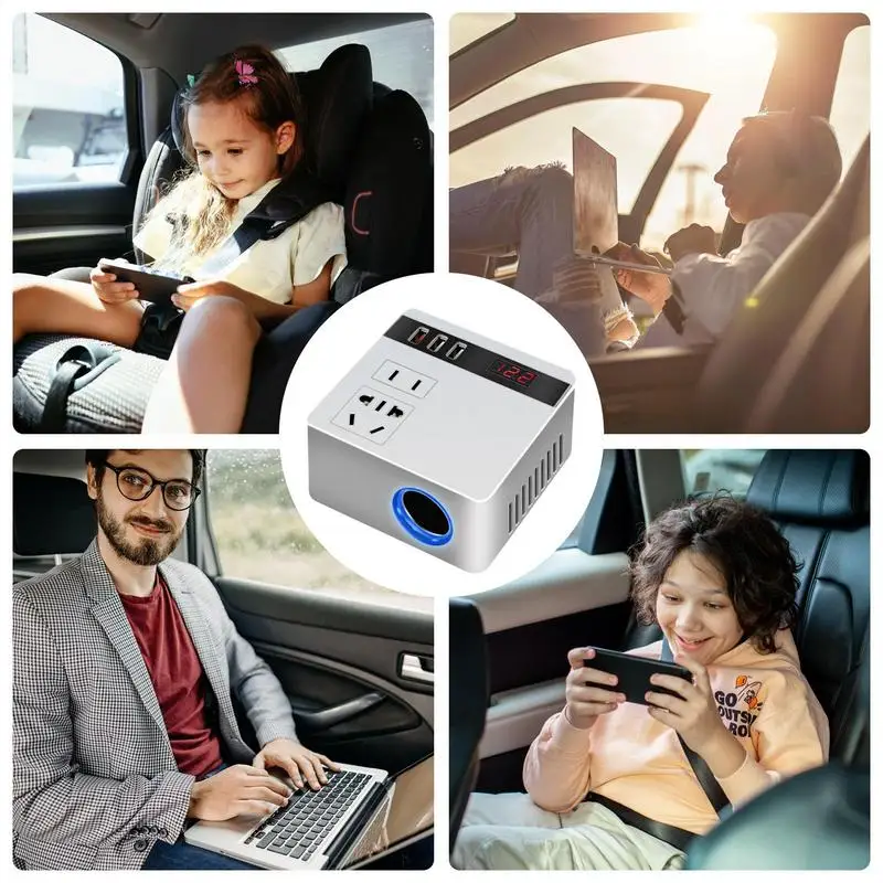 12V 24V Inverter USB Ports Charger Quick Charging Electric Car Charger 150W Quick Charging For Travel Air Compressor