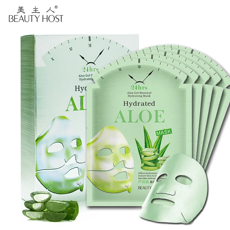 10pcs Natural 24hrs Aloe Vera Gel Extract Facial Mask Hydrating Repair Sheet Whitening Moisturizing Face Skin Care Cosmetic |