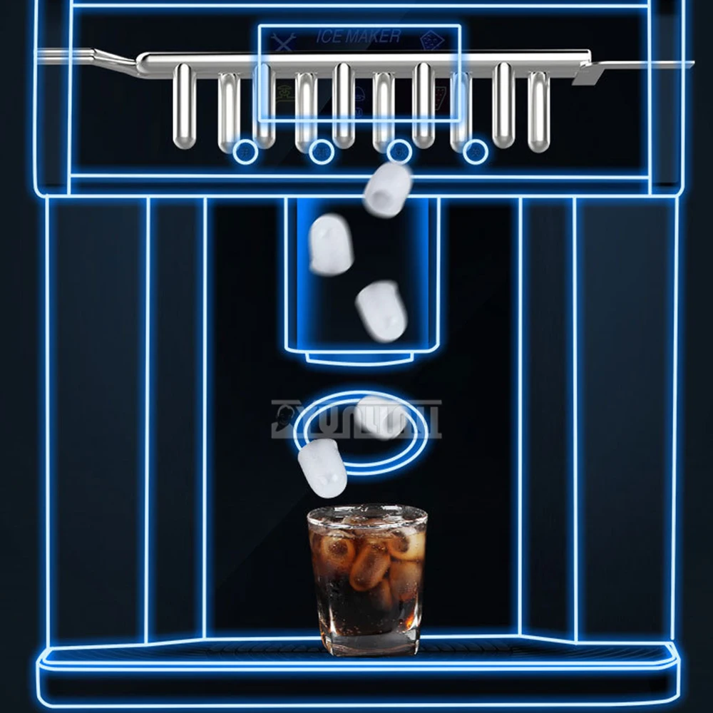 New Automatic Ice Maker Water Dispenser Household Portable Stainless Steel Ice Cube Machine Water Cooler Maquina Hacer