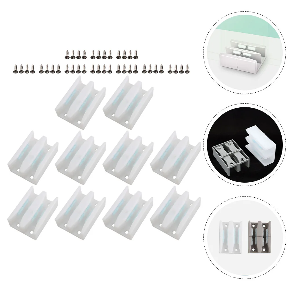 

10 Pcs Sliding Doors Shower Stopper Glass Guide Bottom Cabin Parts Plastic Whiting