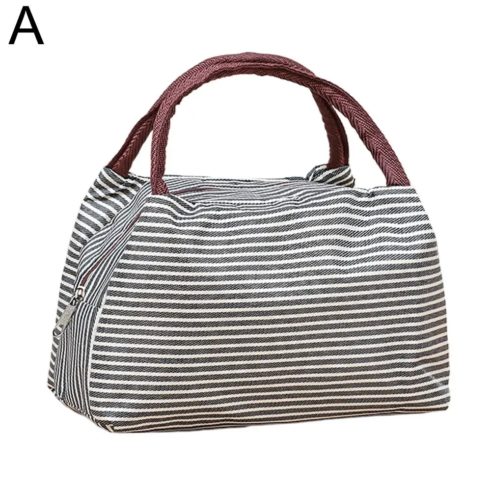 Gestreifte Lunchtasche für Damen, isotherme Tasche, Thermotaschen für verpackte Lebensmittel, Thermotasche, Lunchtasche für Kinder, Kühlschranktasche – Detail 1