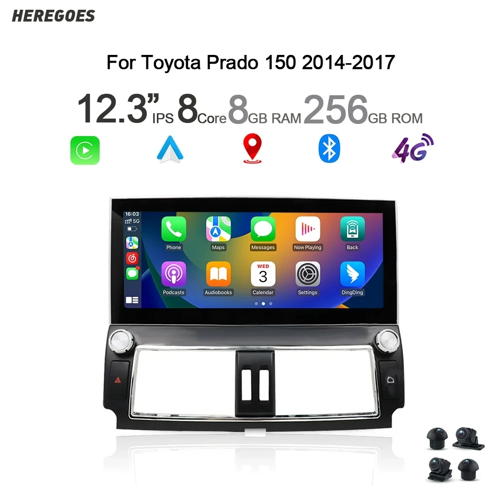 

Wireless Carplay Android 13 Car DVD Player For Toyota Land Cruiser Prado 150 2014-2017 GPS Radio Navigation 4G Wifi Car Stereo