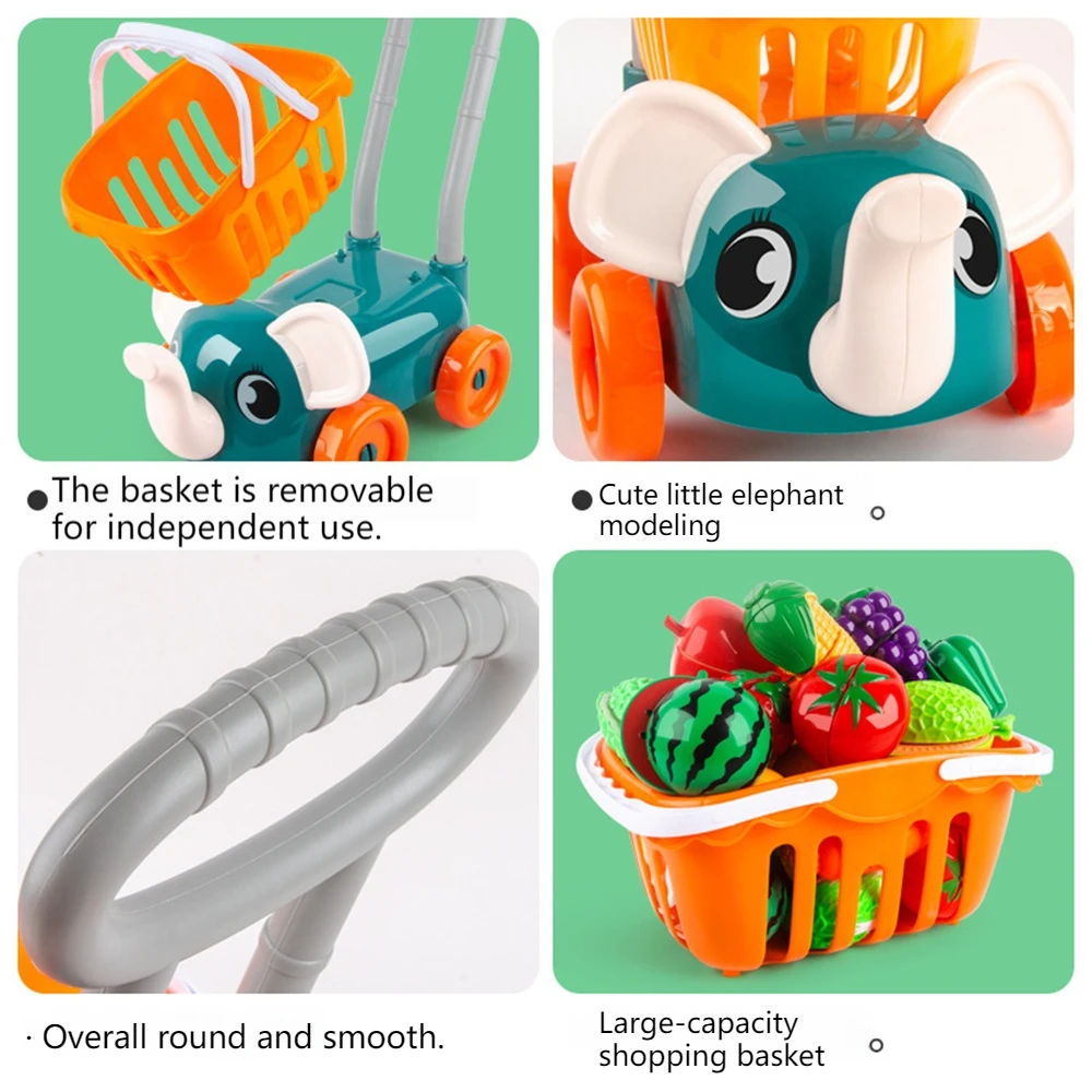 Children's pretend shopping cart toy baby small trolley fruit cutting fun children 1 to 3 years old learning to walk gift 4