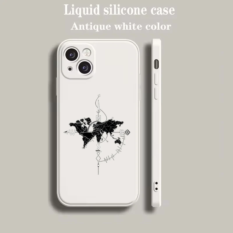 Beige Cartoon World Map Scenery Direction Phone Case