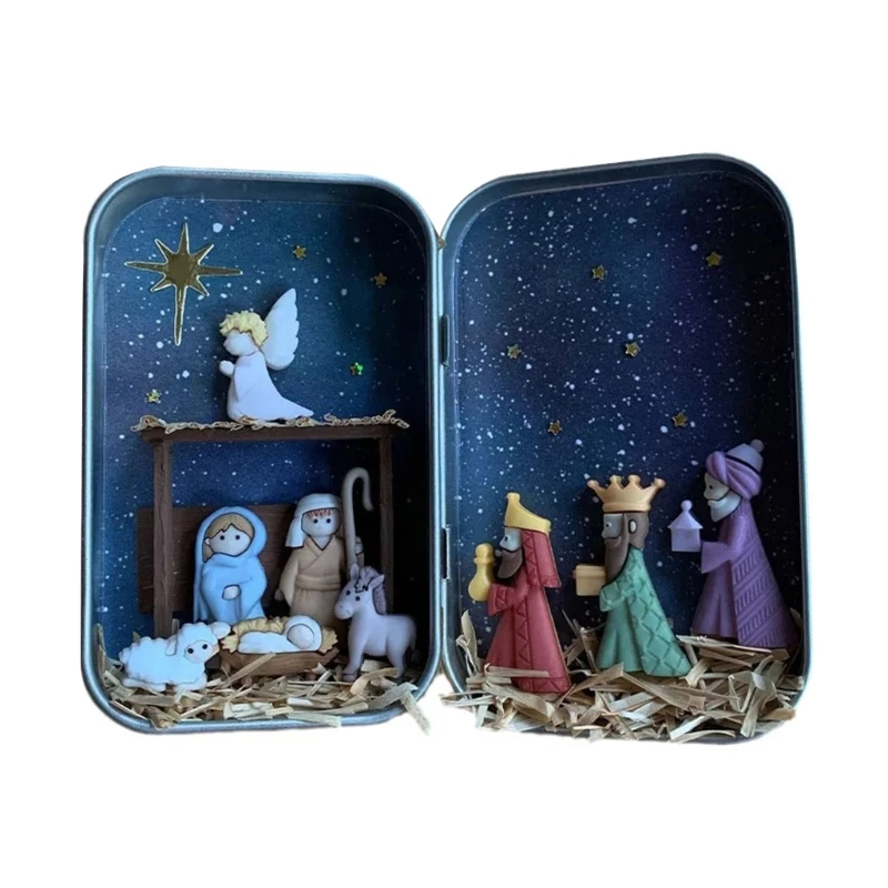 

Nativity Scene Figures Resin Statue Holy Family Crafts Artwork Religious for Shelf Fireplaces Christmas Decoration