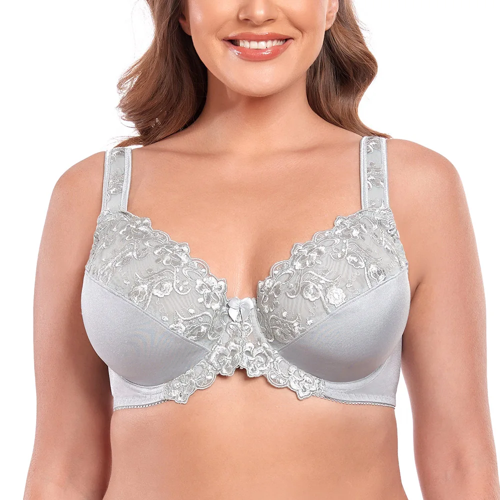 2023 New Women Bras Plus Size Lace Bra Large Cup Minimizer Bra Non