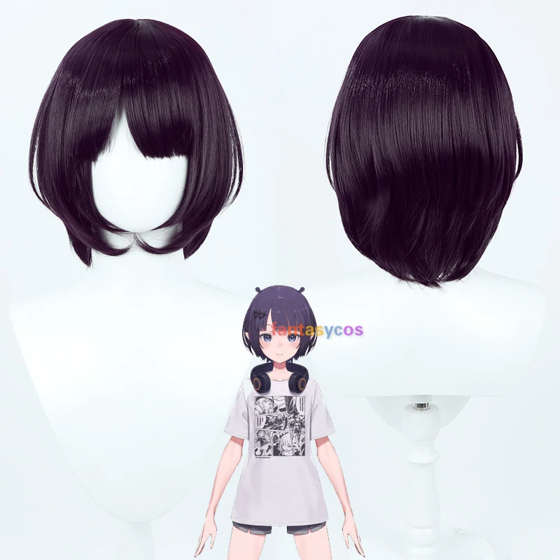 

Hololive Vtuber Ninomae Ina'Nis Cosplay Wig Short Purple Synthetic Hair Heat Resistant Halloween Role Play Party Prop Accessory