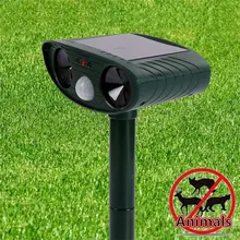  Solar Animal Repellant Ultrasonic Cat Dog Repellant Solar Powered Waterproof Animal Deterrent with 3 Vertical Rod Safety 
