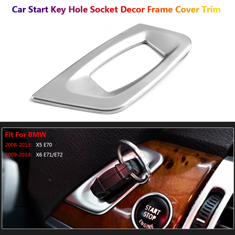 스테인레스 스틸 자동차 시동 키 구멍 소켓 프레임 커버 트림, BMW X5 X6 E70 E71 E72 인테리어 장식 액세서리