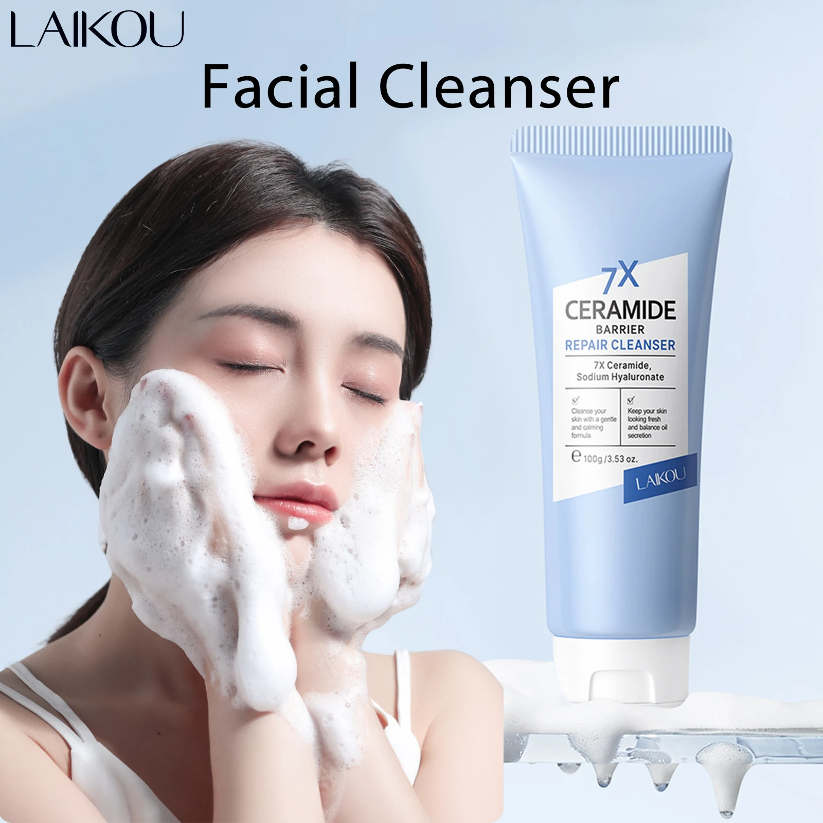 Ceramide-Infused Barrier Repair Facial Cleanser - Deep Cleansing & Hydrating Formula, 100g