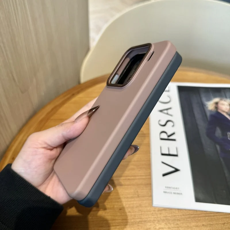 Solid Color Matte Shockproof Metal Phone Case with Camera Lens Protection