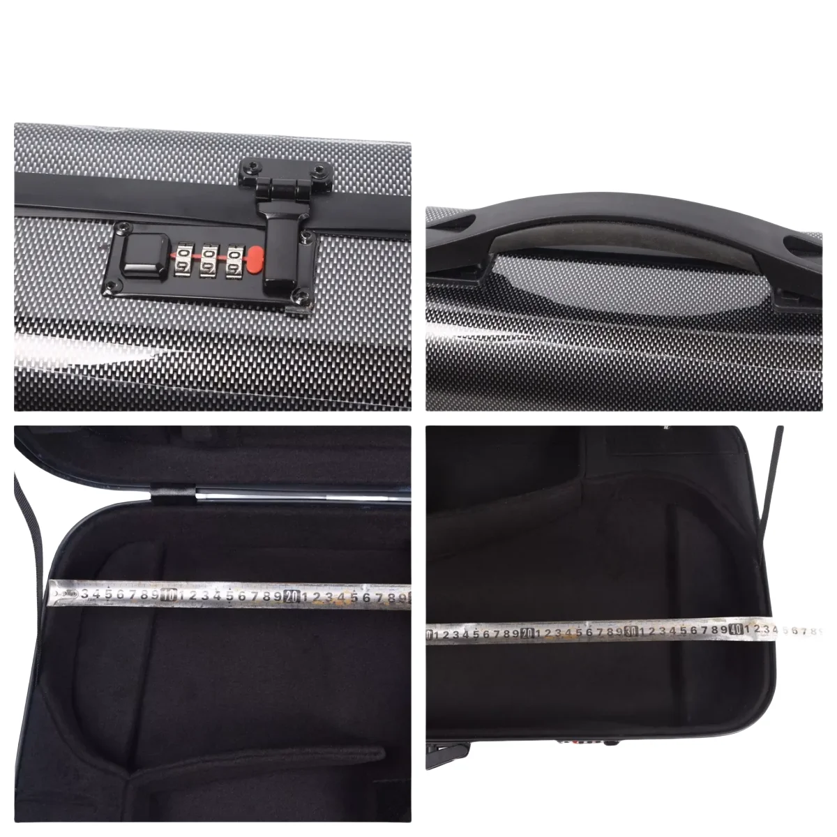 Double Violin/Case Viola Case 4/4 Full Size 17 inch Carbon Fiber Hard Shell Box Portable Strong Handle New