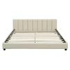 Dual Function Mother & Child Upholstered Platform Bed Set with Safety Guardrails Elegant PU Leather Design Queen Size & Twin XL 6
