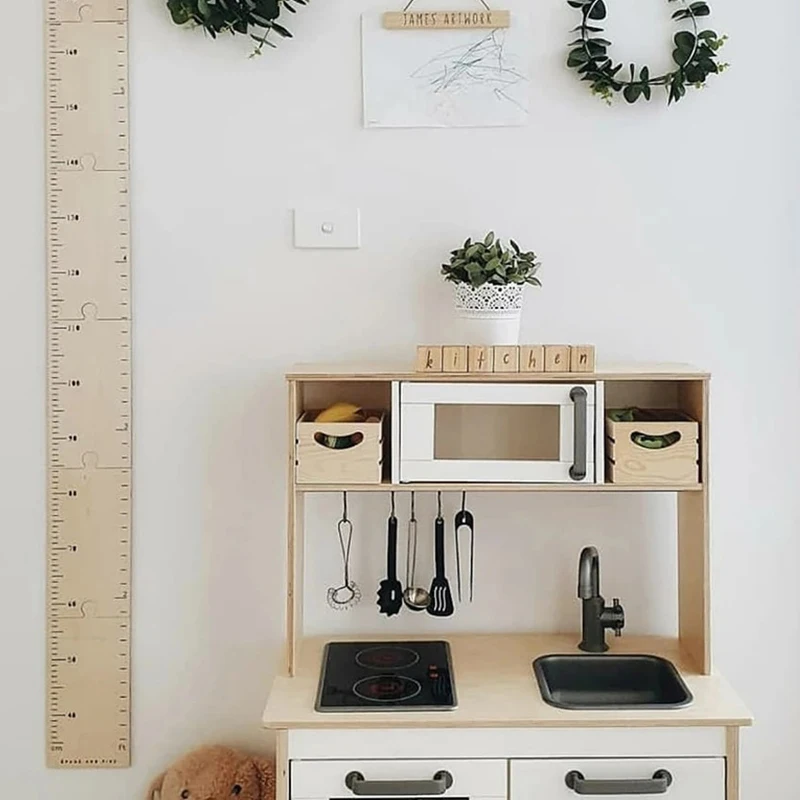 60-210CM Wooden Kids Height Growth Chart Ruler Baby Children Height Gauge Room Decoration Wall Meter Measurement Stickers