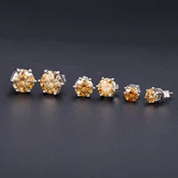 GEM'S BALLET Round Cut Pink Grey Yellow Moissanite Stud Wedding Earrings in 925 Sterling Silver Moissanite Six Prongs Earrings - Image 5