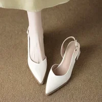Sandales à talons hauts femme bout pointu chaussures à talons peu profonds 2025 été tendance mocassins Slingback chaussures robe élégante pompes Mujer 3